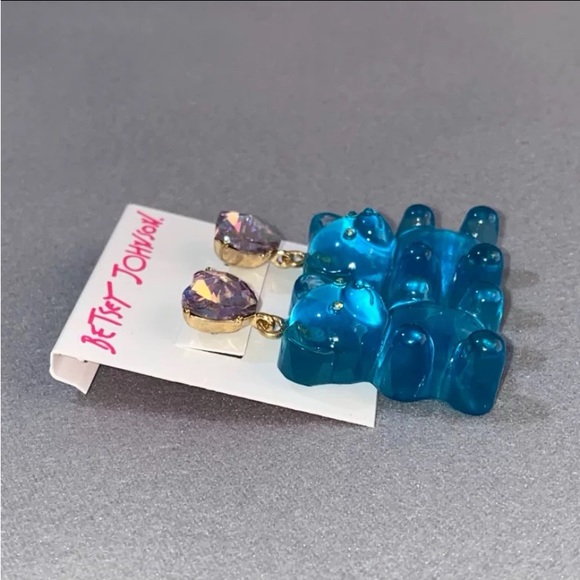 Betsey Johnson Blue Jelly Gummy Bear Earrings NWT - Picture 5 of 5